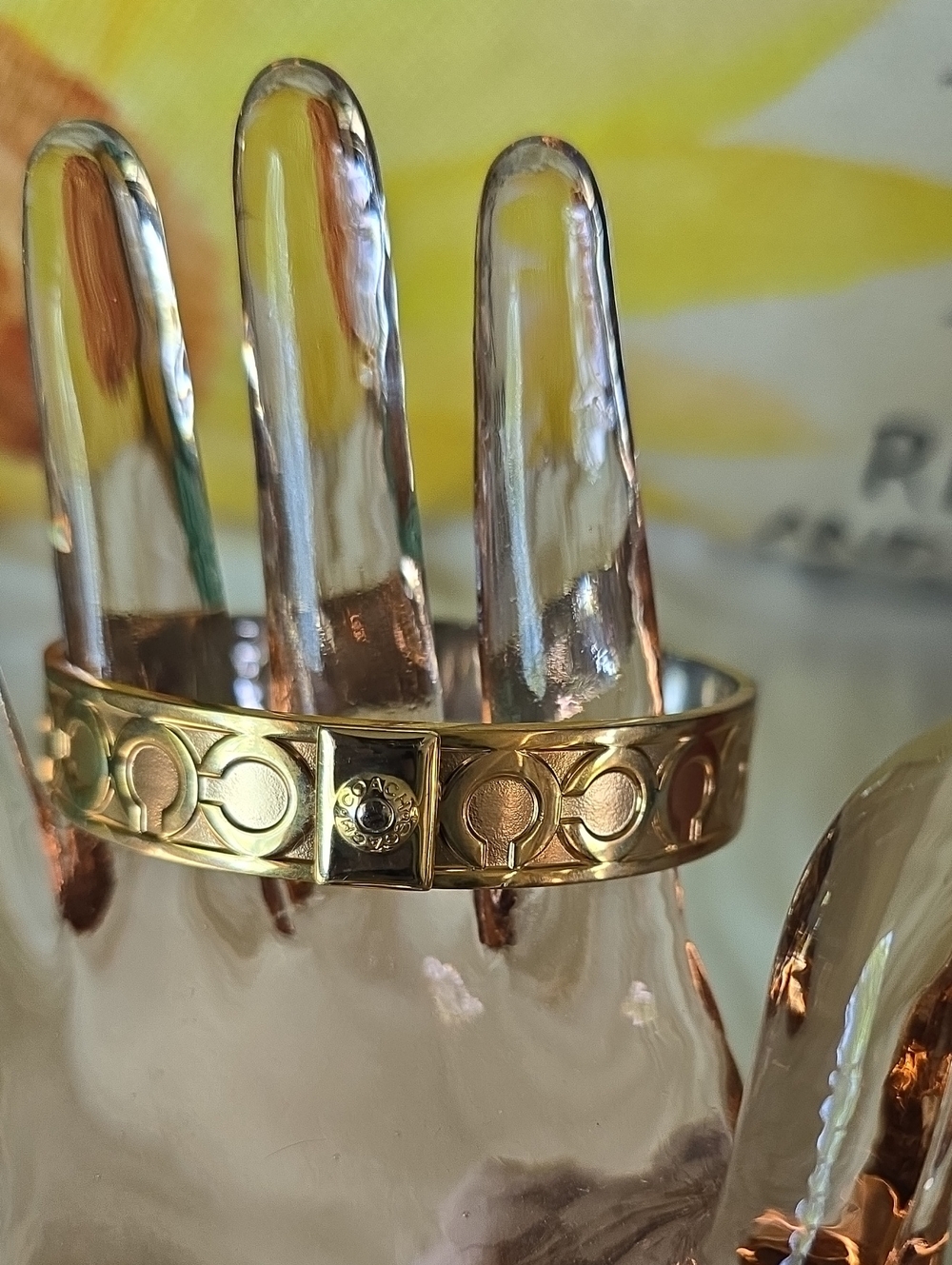 Coach Gold Toned  Bracelet With Coach Stamped Inside And Outside